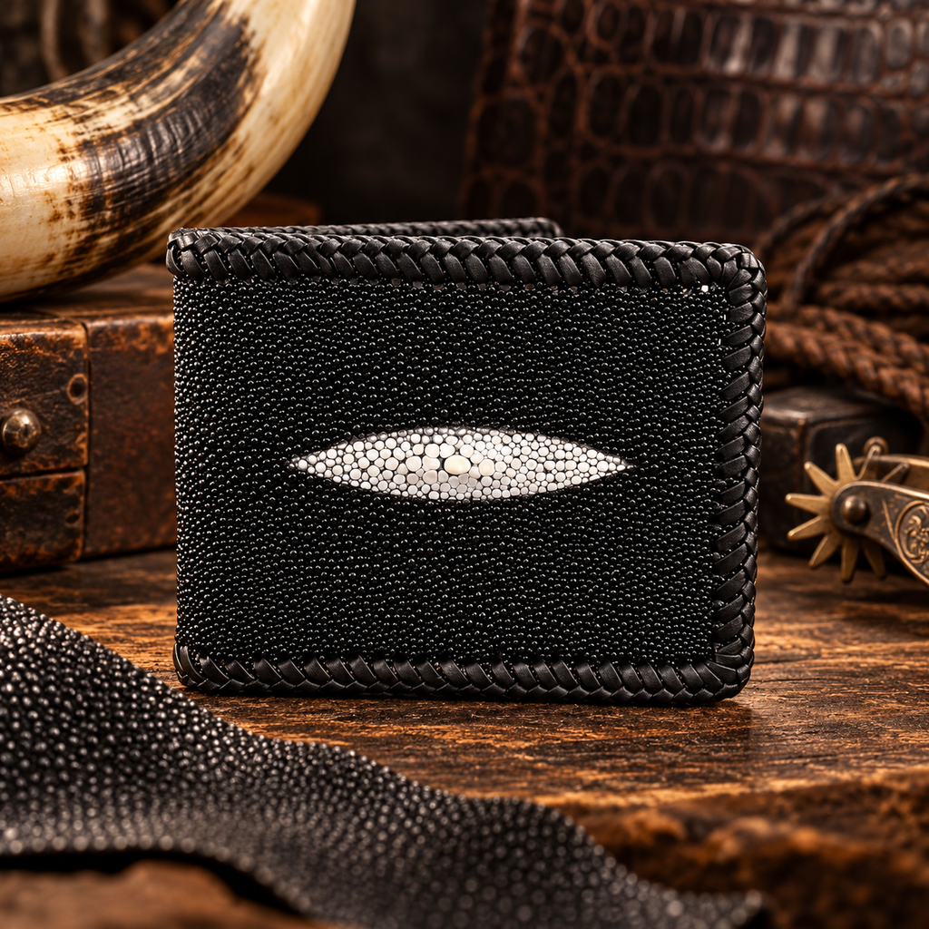 🖤 CARTERA EXÓTICA DE PIEL DE MANTARRAYA NEGRA – Bitterbo Piel México