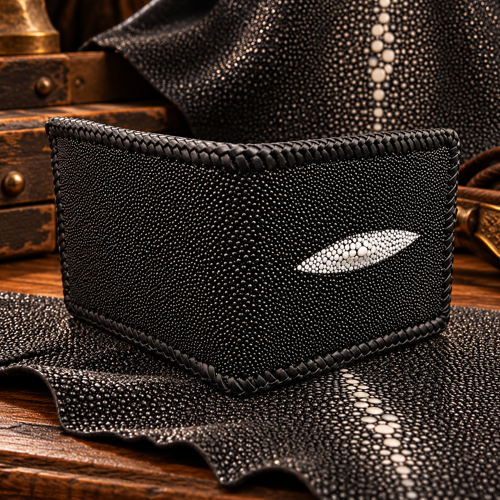 🖤 CARTERA EXÓTICA DE PIEL DE MANTARRAYA NEGRA – Bitterbo Piel México
